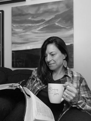 Christina with her Bible and morning coffee