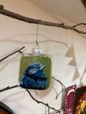 Fairy-wren (oil on plastic ornament)