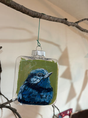 Fairy-wren (oil on plastic ornament)