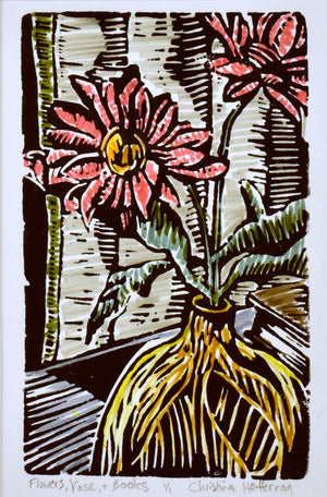 Flower, Vase and Books (Unframed) image 0