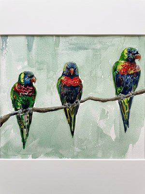 "Trio on a Branch" (watercolor)